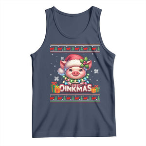 Funny Merry Oinkmas Tank Top Pig Lover Ugly Christmas Gift TS12 Navy Print Your Wear