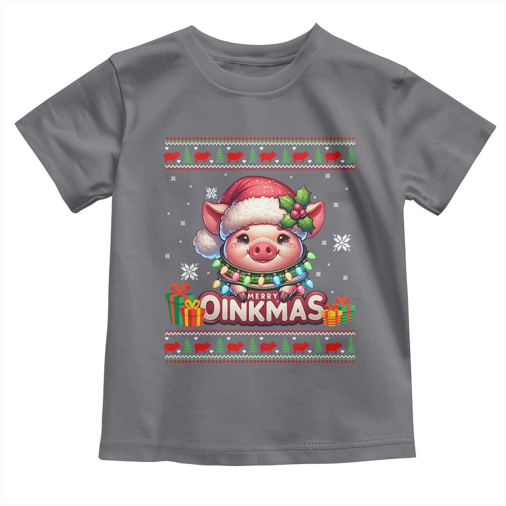 Funny Merry Oinkmas Toddler T Shirt Pig Lover Ugly Christmas Gift TS12 Charcoal Print Your Wear