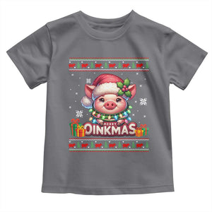 Funny Merry Oinkmas Toddler T Shirt Pig Lover Ugly Christmas Gift TS12 Charcoal Print Your Wear