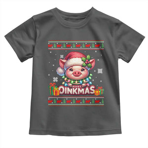 Funny Merry Oinkmas Toddler T Shirt Pig Lover Ugly Christmas Gift TS12 Dark Heather Print Your Wear