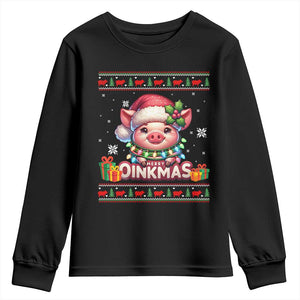 Funny Merry Oinkmas Youth Sweatshirt Pig Lover Ugly Christmas Gift TS12 Black Print Your Wear