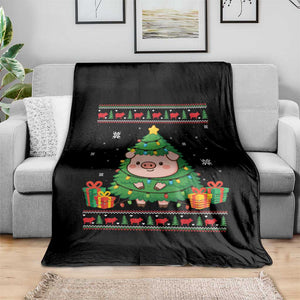 Funny Pig Christmas Tree Ugly Sweater Throw Blanket Farm Animal Gift TS12 Print Your Wear