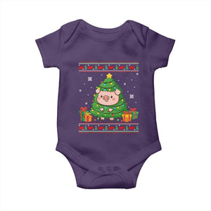 Funny Pig Christmas Tree Ugly Sweater Baby Onesie Farm Animal Gift TS12 Purple Print Your Wear