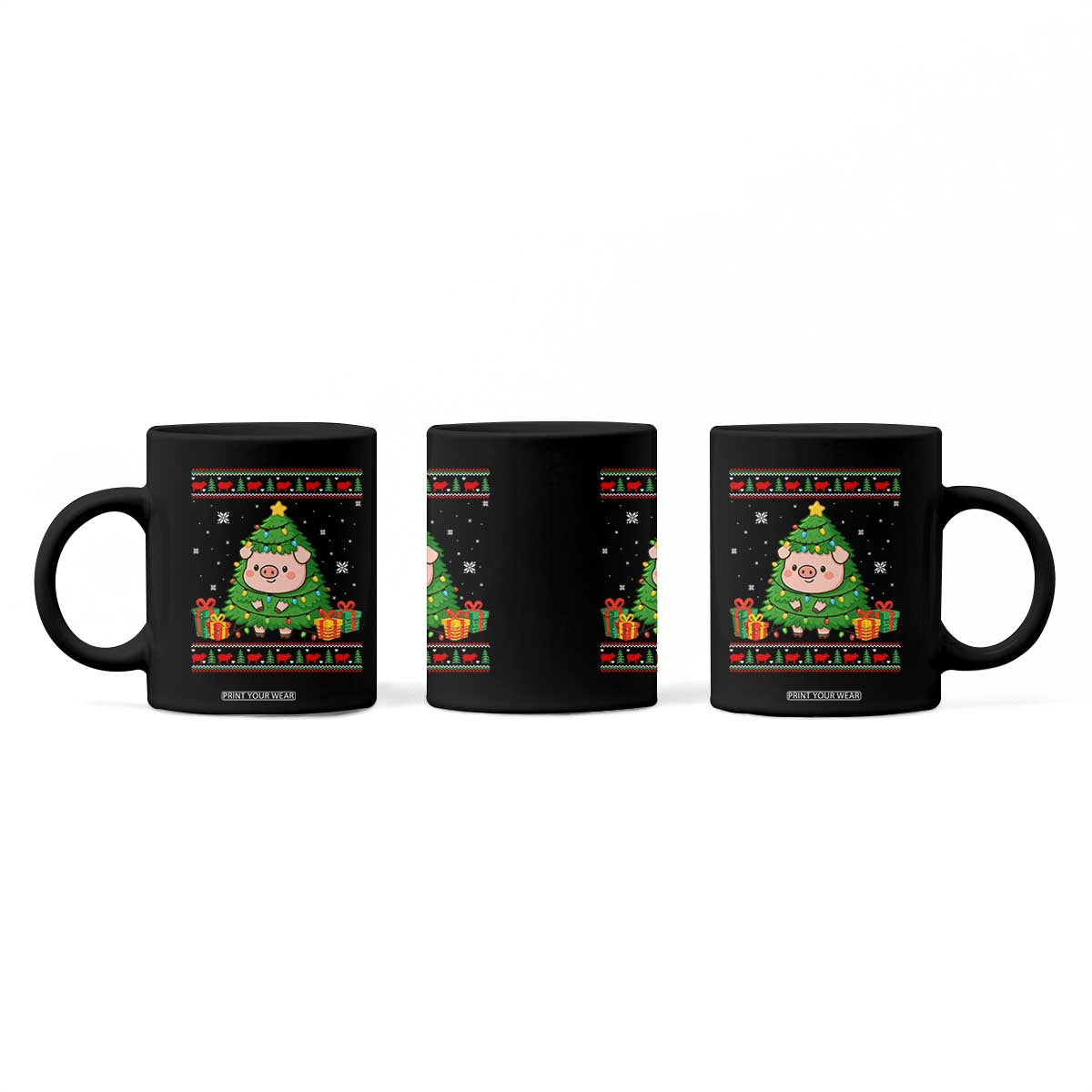 Funny Pig Christmas Tree Ugly Sweater Coffee Mug Farm Animal Gift TS12 Print Your Wear