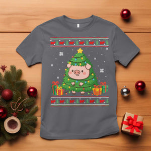 Funny Pig Christmas Tree Ugly Sweater T Shirt Farm Animal Gift TS12 Charcoal Print Your Wear