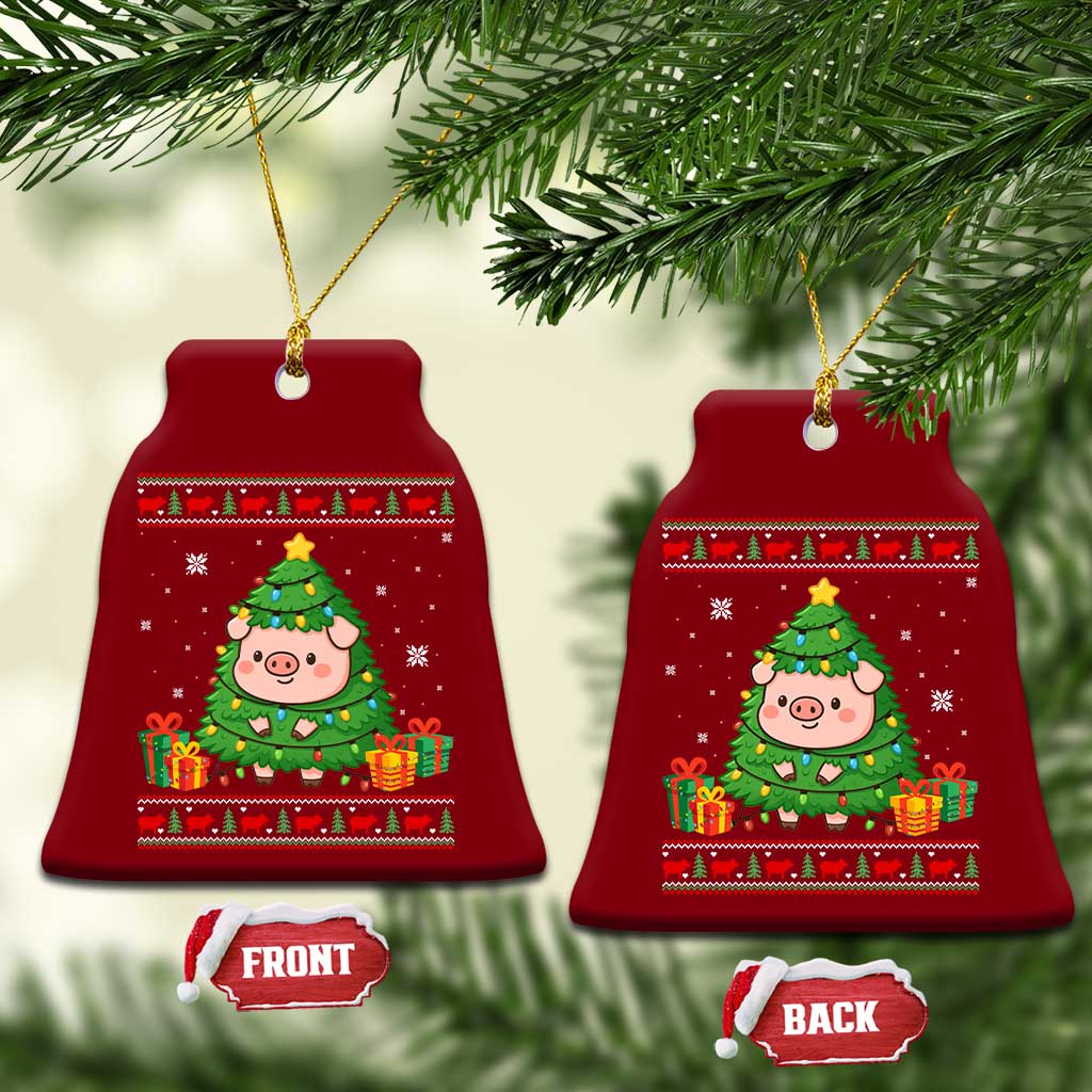 Funny Pig Christmas Tree Ugly Sweater Ceramic Ornament Farm Animal Gift TS12 Print Your Wear