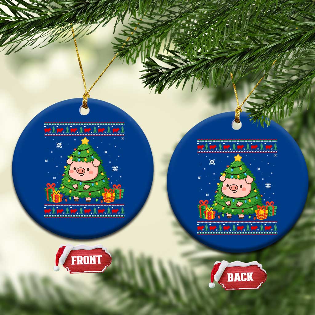 Funny Pig Christmas Tree Ugly Sweater Ceramic Ornament Farm Animal Gift TS12 1pc Blue Print Your Wear