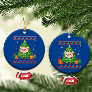 Funny Pig Christmas Tree Ugly Sweater Ceramic Ornament Farm Animal Gift TS12 1pc Blue Print Your Wear