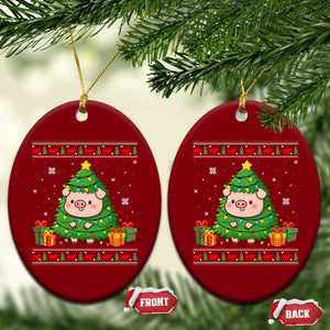 Funny Pig Christmas Tree Ugly Sweater Ceramic Ornament Farm Animal Gift TS12 Print Your Wear