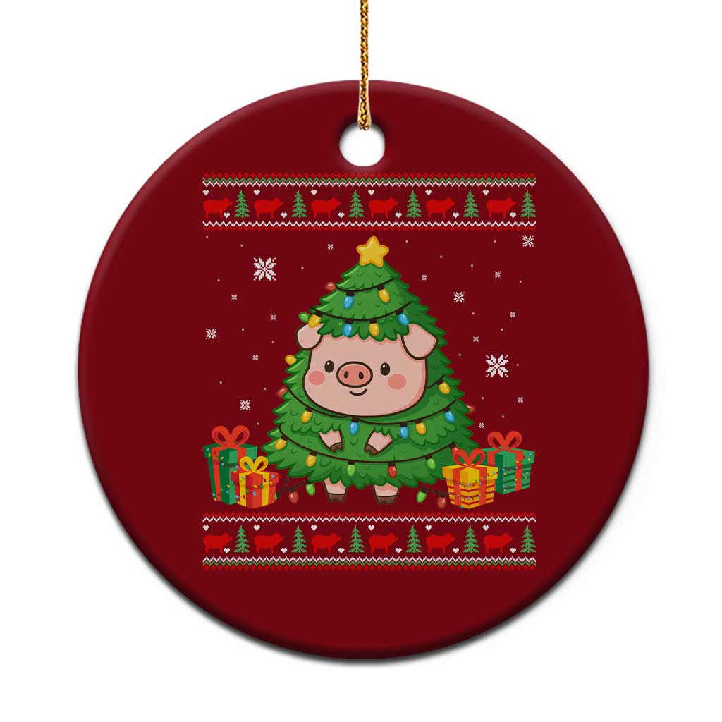 Funny Pig Christmas Tree Ugly Sweater Ceramic Ornament Farm Animal Gift TS12 1pc Red Print Your Wear