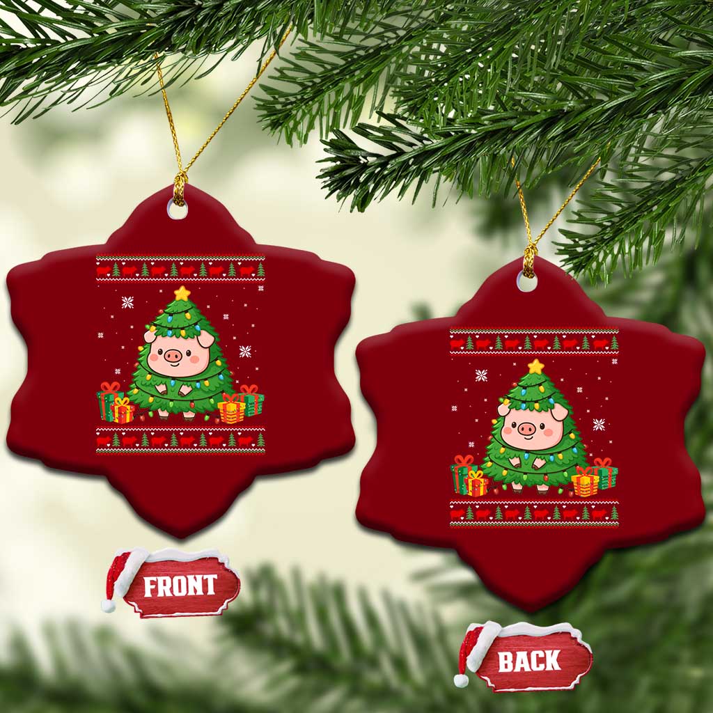 Funny Pig Christmas Tree Ugly Sweater Ceramic Ornament Farm Animal Gift TS12 Print Your Wear