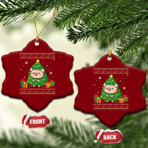 Funny Pig Christmas Tree Ugly Sweater Ceramic Ornament Farm Animal Gift TS12 Print Your Wear