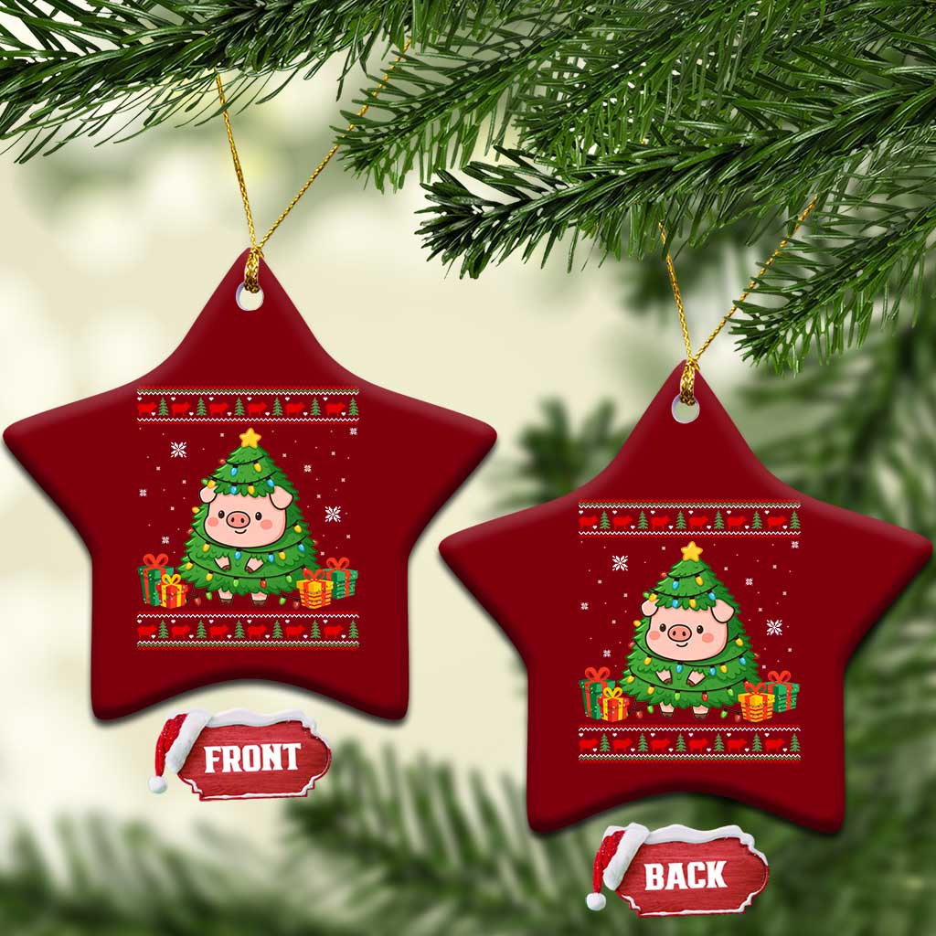 Funny Pig Christmas Tree Ugly Sweater Ceramic Ornament Farm Animal Gift TS12 Print Your Wear