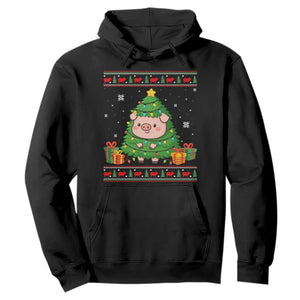 Funny Pig Christmas Tree Ugly Sweater Hoodie Farm Animal Gift TS12 Black Print Your Wear