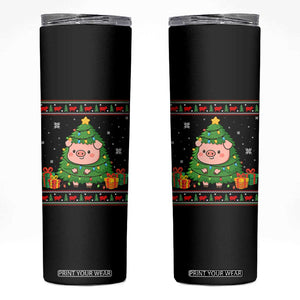 Funny Pig Christmas Tree Ugly Sweater Skinny Tumbler Farm Animal Gift TS12 Black Print Your Wear