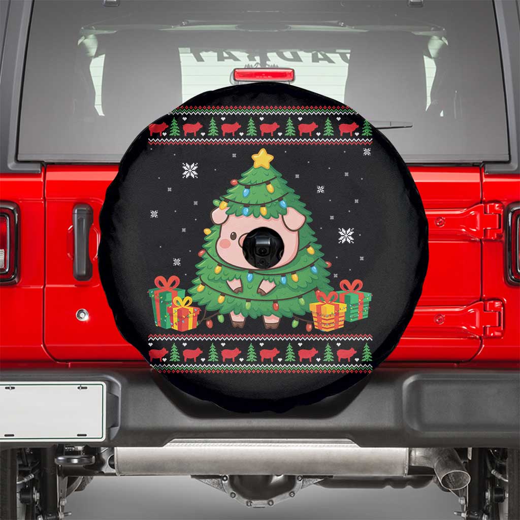 Funny Pig Christmas Tree Ugly Sweater Spare Tire Cover Farm Animal Gift TS12 Black Print Your Wear