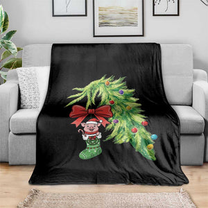 Funny Christmas Pig In Green Hand Naughty Throw Blanket Pet Lover Gift TS12 Print Your Wear