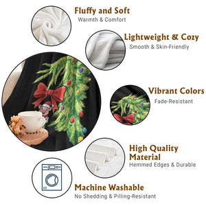 Funny Christmas Pig In Green Hand Naughty Throw Blanket Pet Lover Gift TS12 Print Your Wear