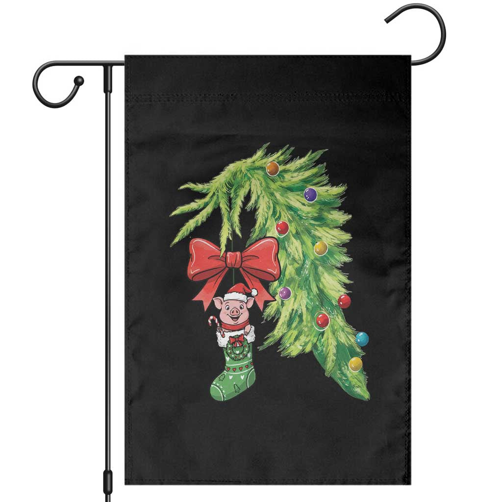 Funny Christmas Pig In Green Hand Naughty Garden Flag Pet Lover Gift TS12 Black Print Your Wear