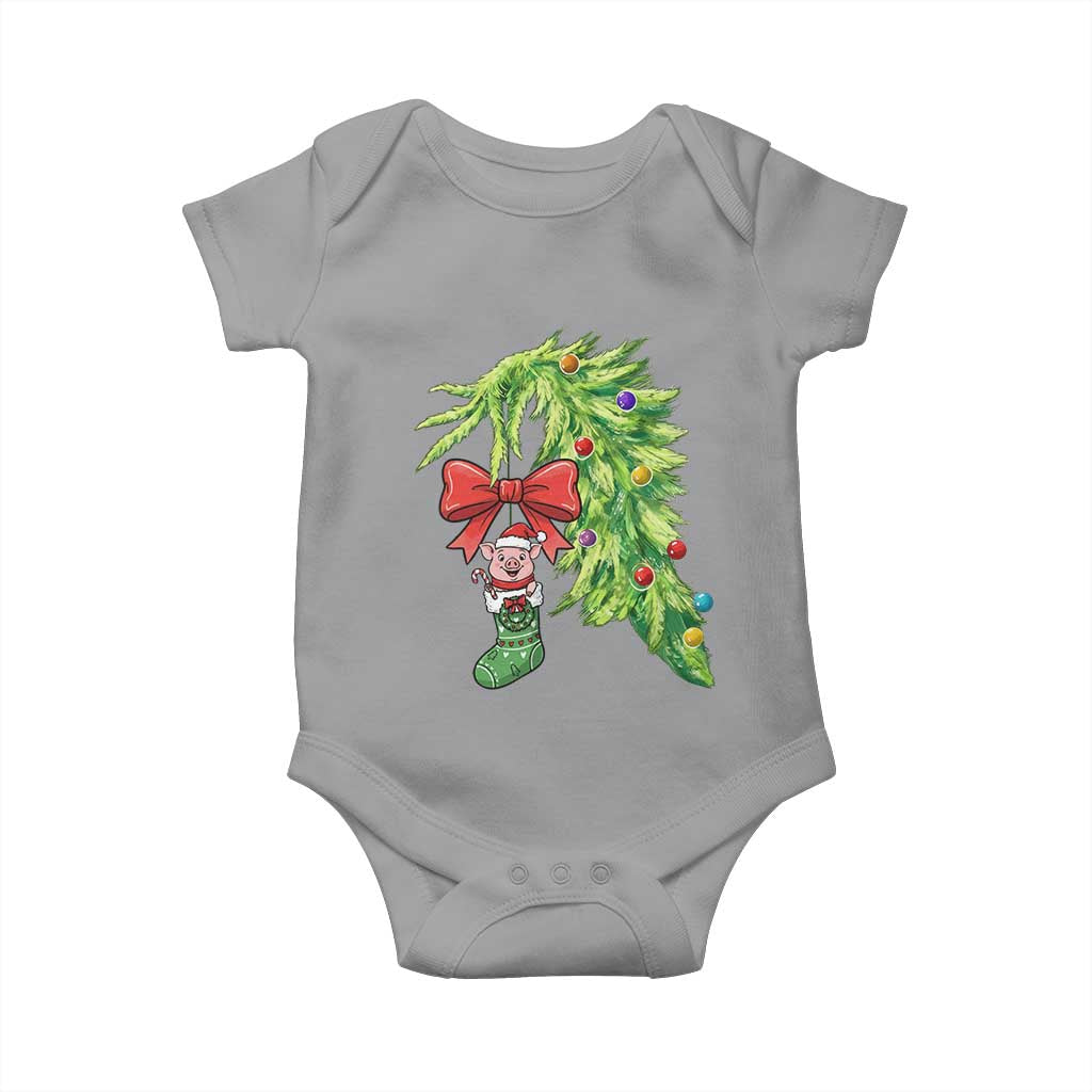 Funny Christmas Pig In Green Hand Naughty Baby Onesie Pet Lover Gift TS12 Sport Gray Print Your Wear