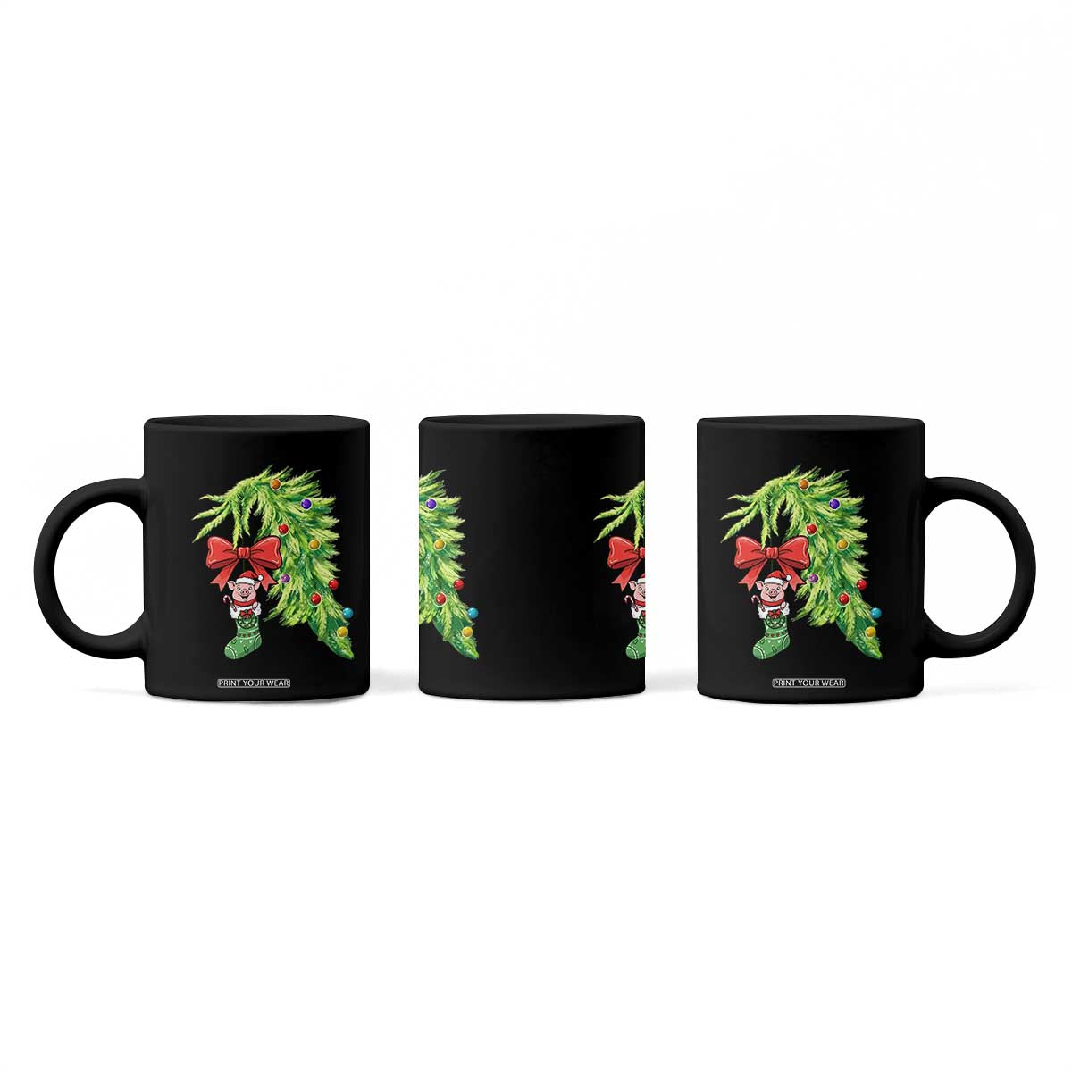 Funny Christmas Pig In Green Hand Naughty Coffee Mug Pet Lover Gift TS12 Print Your Wear