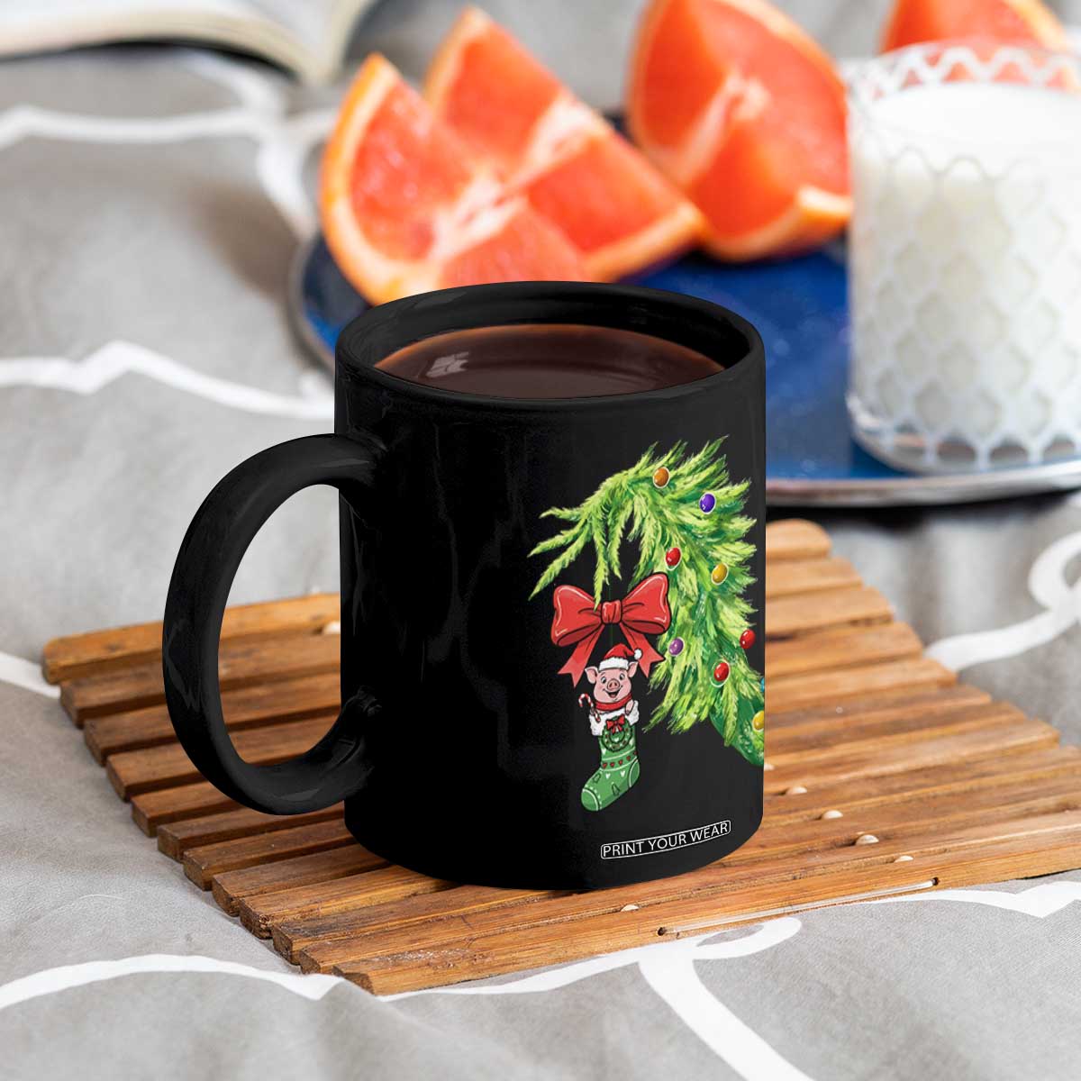 Funny Christmas Pig In Green Hand Naughty Coffee Mug Pet Lover Gift TS12 Print Your Wear