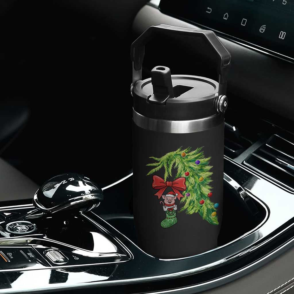 Funny Christmas Pig In Green Hand Naughty Flip Straw Tumbler Pet Lover Gift TS12 Print Your Wear