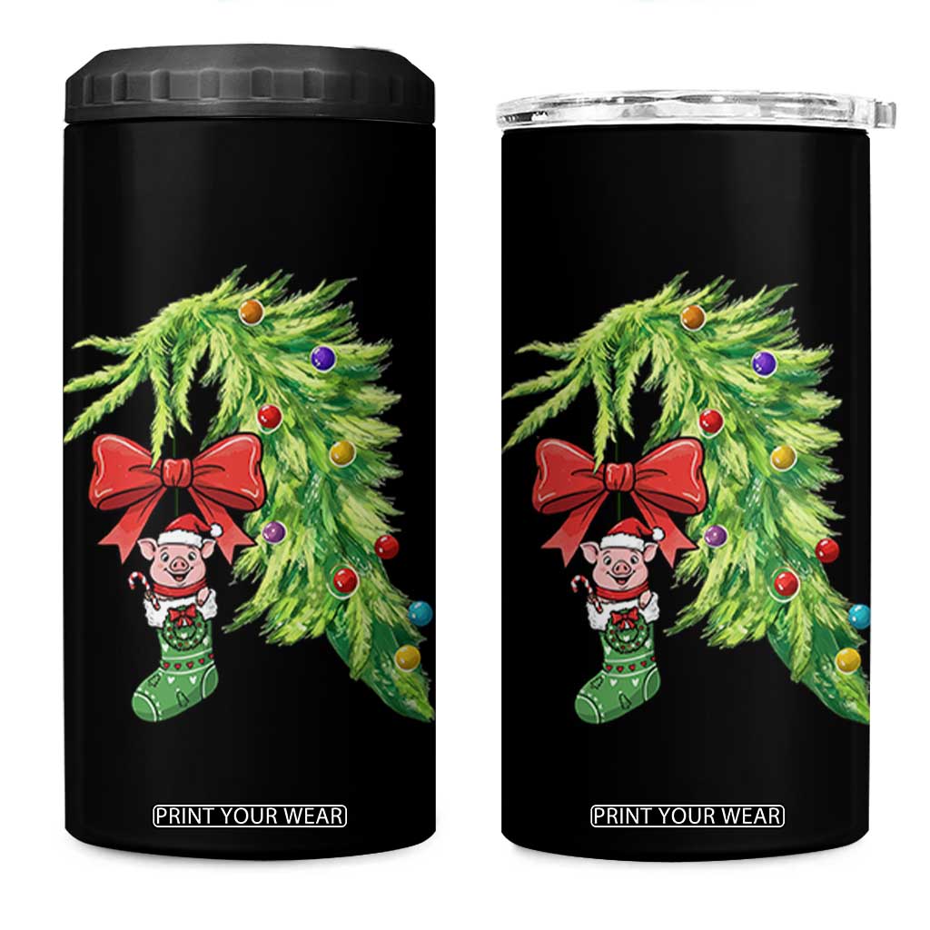 Funny Christmas Pig In Green Hand Naughty 4 in 1 Can Cooler Tumbler Pet Lover Gift TS12 One Size: 16 oz Black Print Your Wear