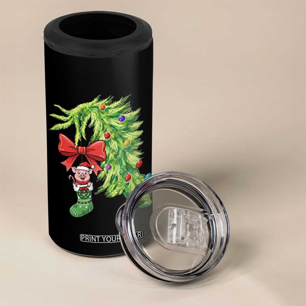 Funny Christmas Pig In Green Hand Naughty 4 in 1 Can Cooler Tumbler Pet Lover Gift TS12 Print Your Wear