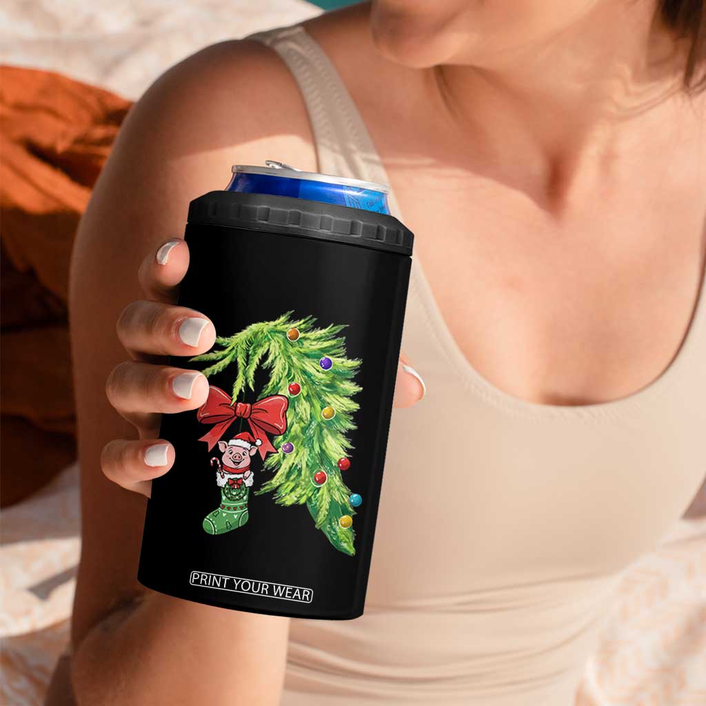 Funny Christmas Pig In Green Hand Naughty 4 in 1 Can Cooler Tumbler Pet Lover Gift TS12 Print Your Wear