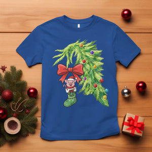 Funny Christmas Pig In Green Hand Naughty T Shirt Pet Lover Gift TS12 Royal Blue Print Your Wear