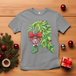 Funny Christmas Pig In Green Hand Naughty T Shirt Pet Lover Gift TS12 Sport Gray Print Your Wear