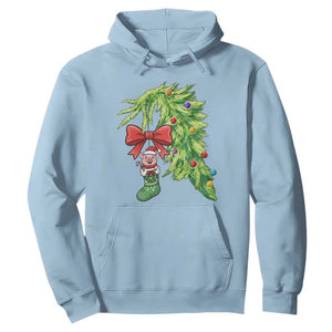 Funny Christmas Pig In Green Hand Naughty Hoodie Pet Lover Gift TS12 Light Blue Print Your Wear