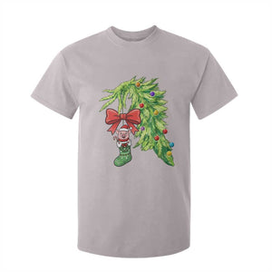 Funny Christmas Pig In Green Hand Naughty T Shirt For Kid Pet Lover Gift TS12 Ice Gray Print Your Wear