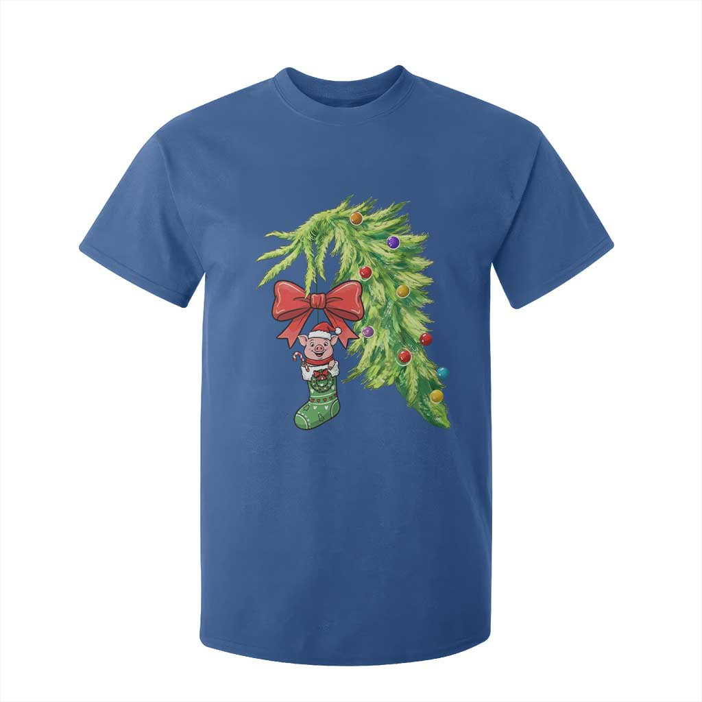 Funny Christmas Pig In Green Hand Naughty T Shirt For Kid Pet Lover Gift TS12 Royal Blue Print Your Wear