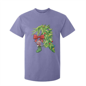 Funny Christmas Pig In Green Hand Naughty T Shirt For Kid Pet Lover Gift TS12 Violet Print Your Wear