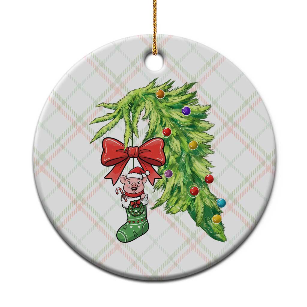 Funny Christmas Pig In Green Hand Naughty Ceramic Ornament Pet Lover Gift TS12 1pc Christmas Plaid Print Your Wear