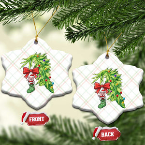 Funny Christmas Pig In Green Hand Naughty Ceramic Ornament Pet Lover Gift TS12 Print Your Wear