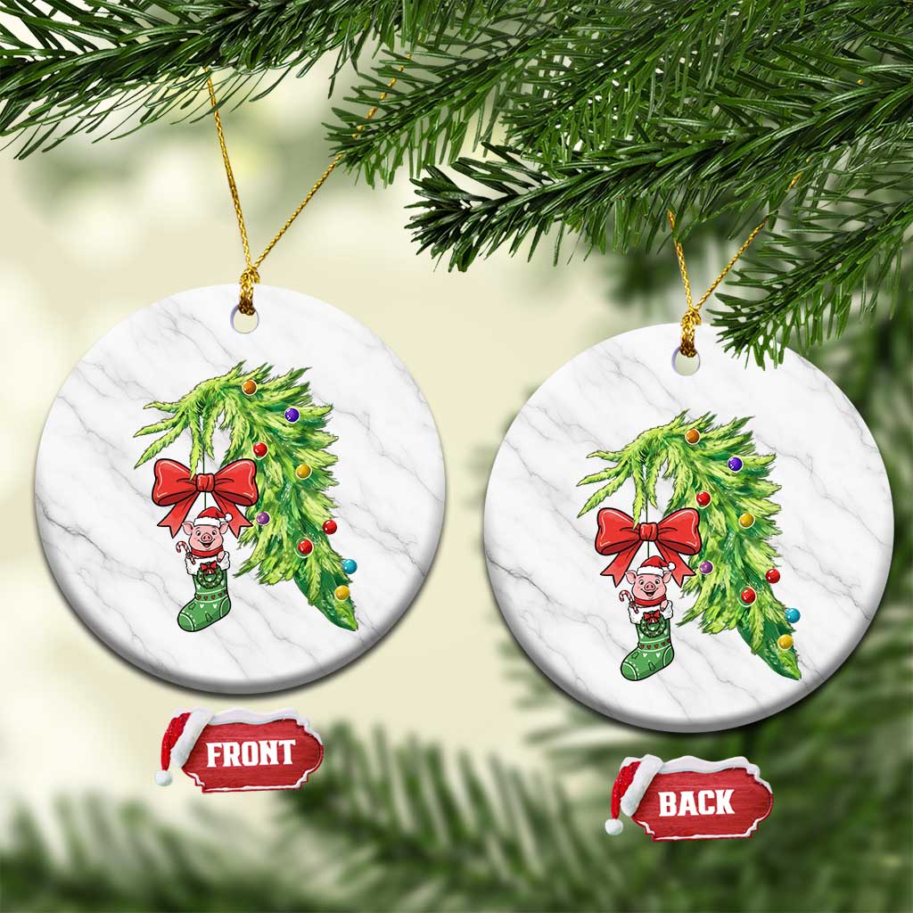 Funny Christmas Pig In Green Hand Naughty Ceramic Ornament Pet Lover Gift TS12 1pc White Marble Print Your Wear