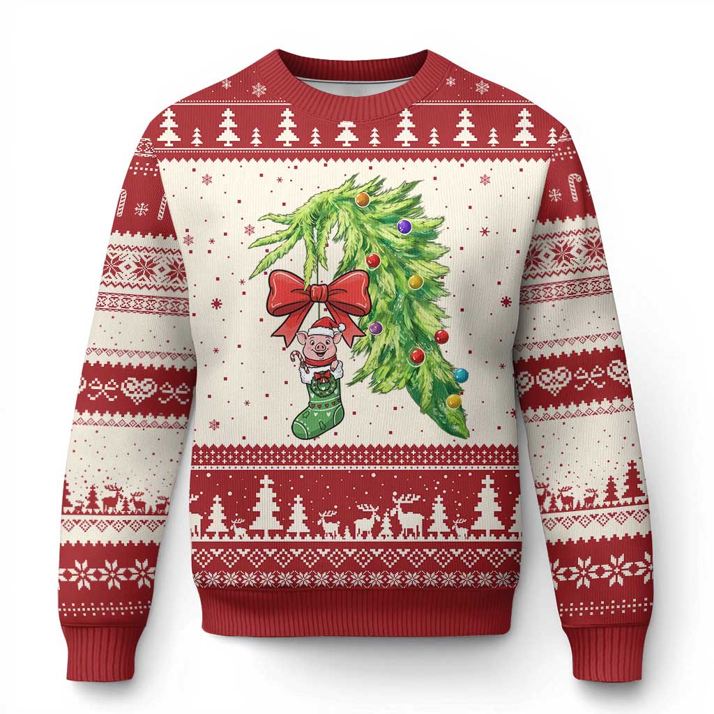 Funny Xmas Pig In Green Hand Naughty Ugly Christmas Sweater Pet Lover Gift TS12 Beige Red Print Your Wear