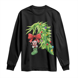Funny Christmas Pig In Green Hand Naughty Long Sleeve Shirt Pet Lover Gift TS12 Black Print Your Wear