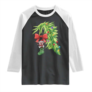 Funny Christmas Pig In Green Hand Naughty Raglan Shirt Pet Lover Gift TS12 Black White Print Your Wear