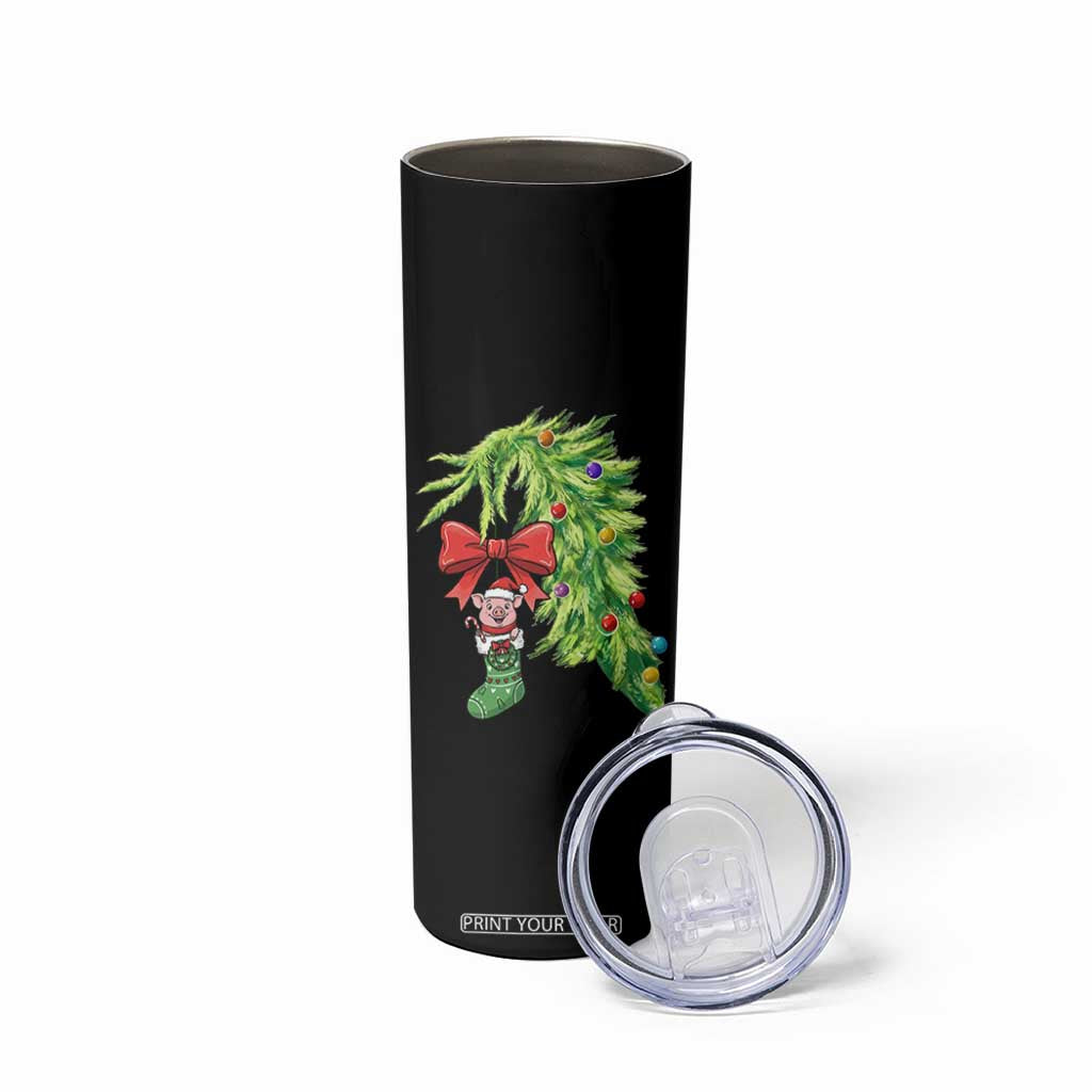 Funny Christmas Pig In Green Hand Naughty Skinny Tumbler Pet Lover Gift TS12 Print Your Wear