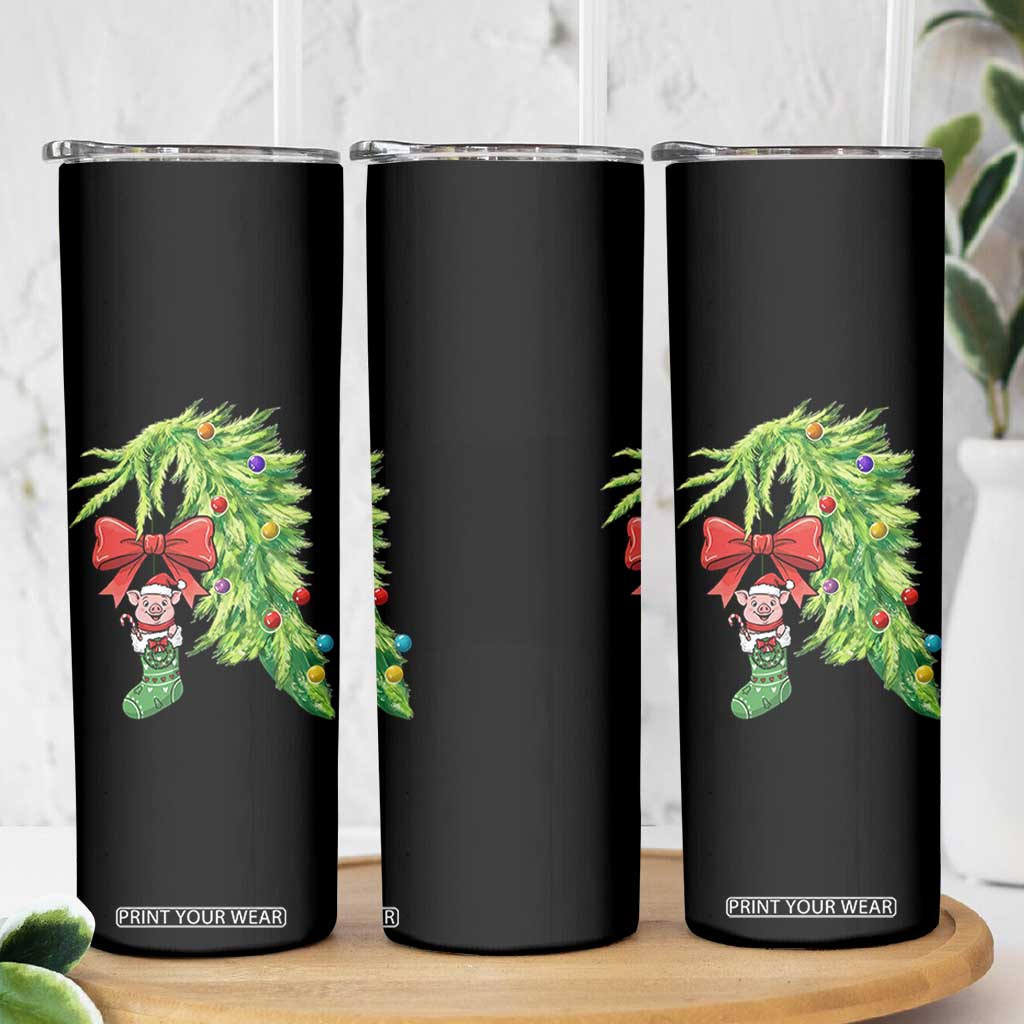 Funny Christmas Pig In Green Hand Naughty Skinny Tumbler Pet Lover Gift TS12 Print Your Wear