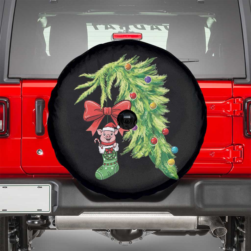 Funny Christmas Pig In Green Hand Naughty Spare Tire Cover Pet Lover Gift TS12 Black Print Your Wear