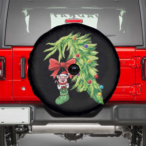 Funny Christmas Pig In Green Hand Naughty Spare Tire Cover Pet Lover Gift TS12 Black Print Your Wear