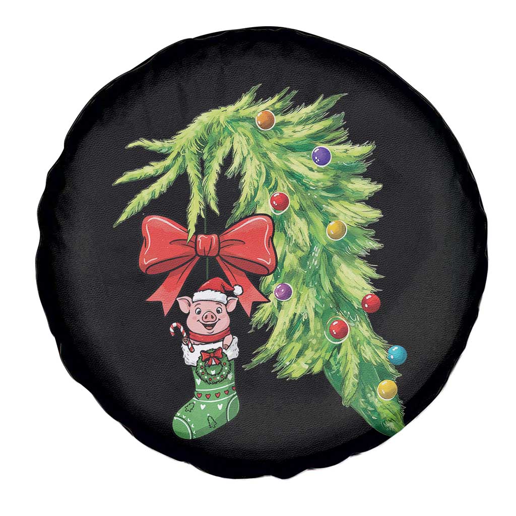 Funny Christmas Pig In Green Hand Naughty Spare Tire Cover Pet Lover Gift TS12 Print Your Wear