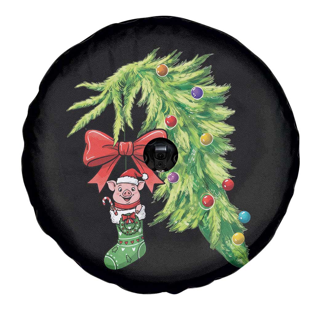 Funny Christmas Pig In Green Hand Naughty Spare Tire Cover Pet Lover Gift TS12 Print Your Wear