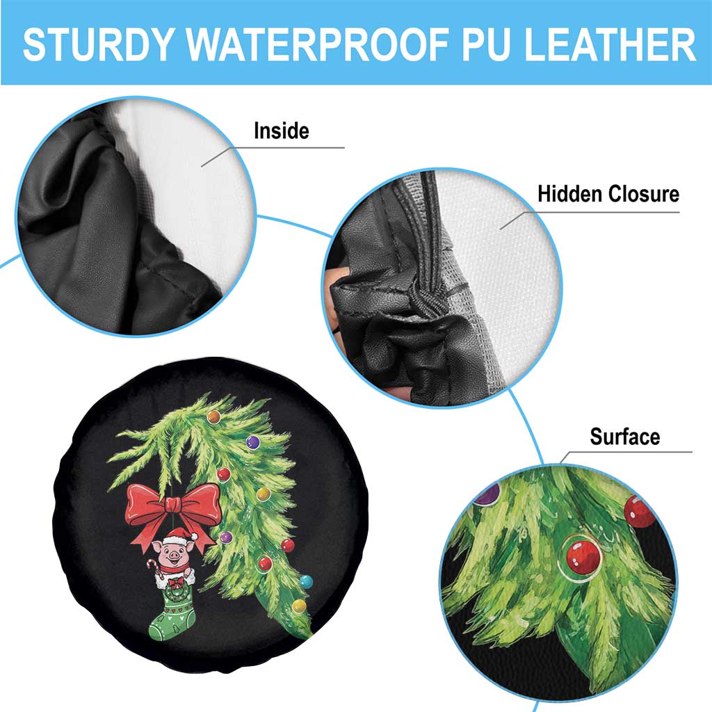 Funny Christmas Pig In Green Hand Naughty Spare Tire Cover Pet Lover Gift TS12 Print Your Wear