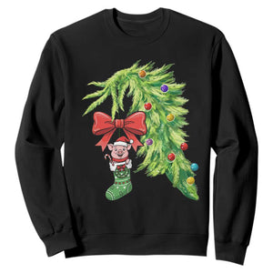 Funny Christmas Pig In Green Hand Naughty Sweatshirt Pet Lover Gift TS12 Black Print Your Wear